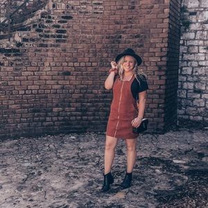 Burnt Orange ZipUp Overall Dress; Size Medium; Like New Condition.